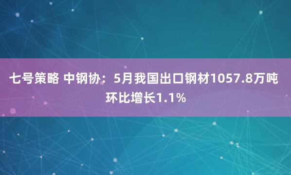 七号策略 中钢协：5月我国出口钢材1057.8万吨 环比增长1.1%