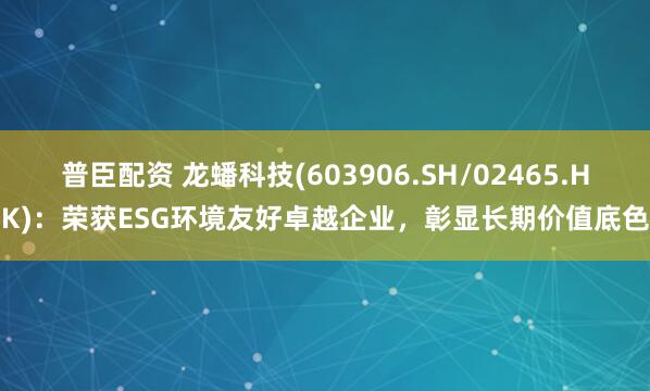 普臣配资 龙蟠科技(603906.SH/02465.HK)：荣获ESG环境友好卓越企业，彰显长期价值底色